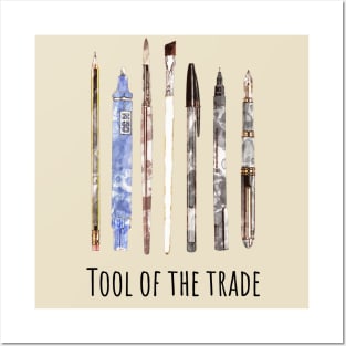 Tools of trade, drawing, creation, poet, writer, artist, watercolor style Posters and Art